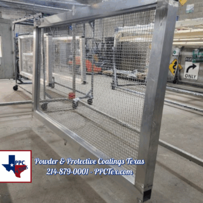 Custom powder-coated display built by PPC Texas for Netflix, featuring vibrant finish and industrial-grade fabrication.