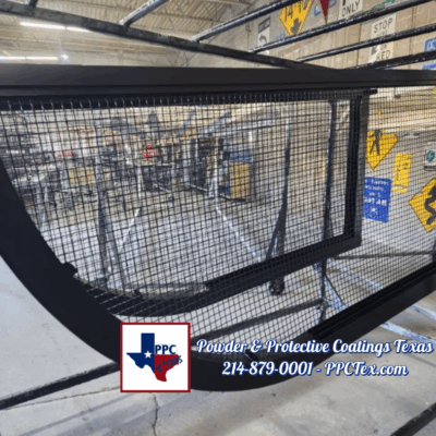 Custom powder-coated display built by PPC Texas for Netflix, featuring vibrant finish and industrial-grade fabrication.