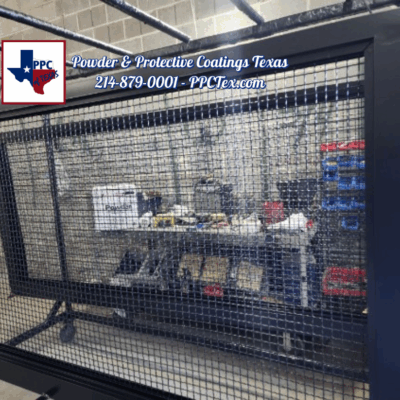 Custom powder-coated display built by PPC Texas for Netflix, featuring vibrant finish and industrial-grade fabrication.